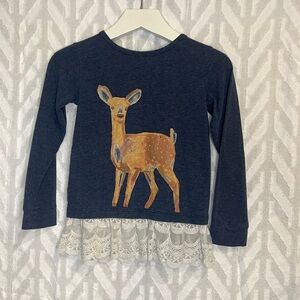 Tucker + Tate Deer Top with Lace Border Size 4